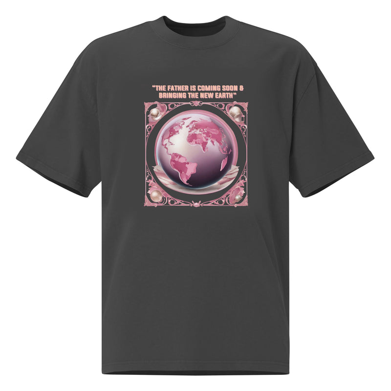 “The Father is coming soon & bringing The New Earth“ - Oversized faded t-shirt