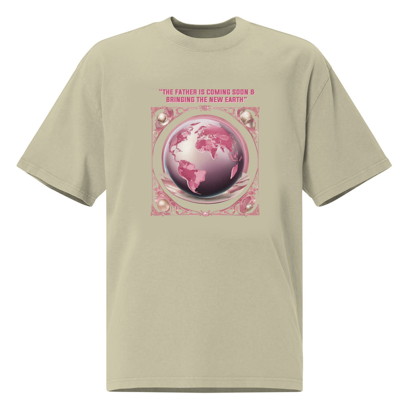 “The Father is coming soon & bringing The New Earth“ - Oversized faded t-shirt