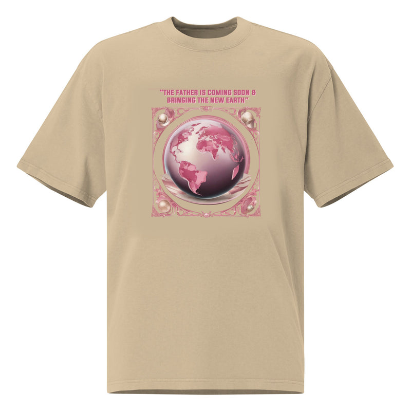 “The Father is coming soon & bringing The New Earth“ - Oversized faded t-shirt